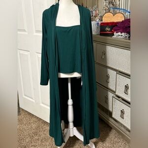 Lane Bryant forest green kimono with‎ tank top